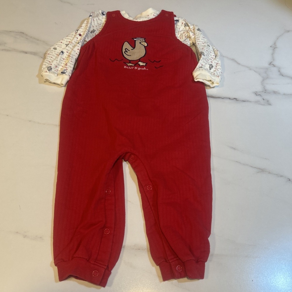Rare Vintage Duck OshKosh Baby B'gosh Overalls W Shirt‎ Snapsuit USA 24M